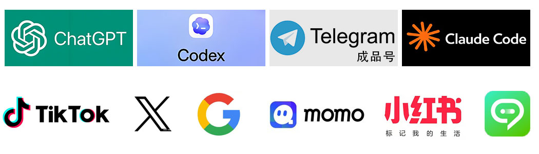 支持 OpenAI、ChatGPT、Codex、Claude Code、Telegram、WhatsApp、Google、TikTok、Redbook 等平台